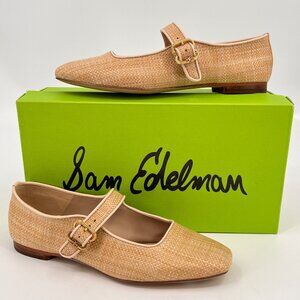 Sam Edelman Michaela Flats Tan Size 7.5 Leather Mary Jane Buckle Strap Round Toe